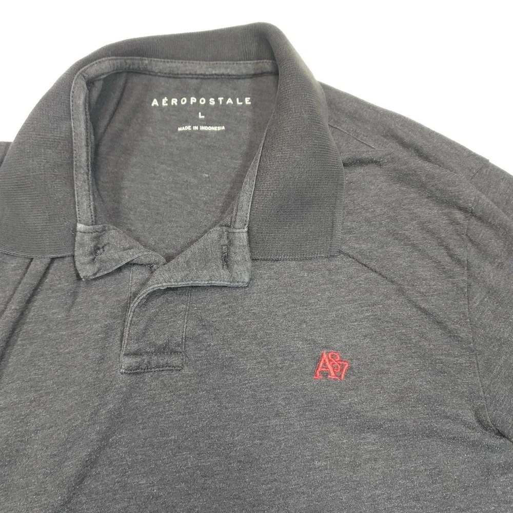 Aéropostale Polo Shirt Mens Large Gray Short Sleeve Cotton Embroidered Logo